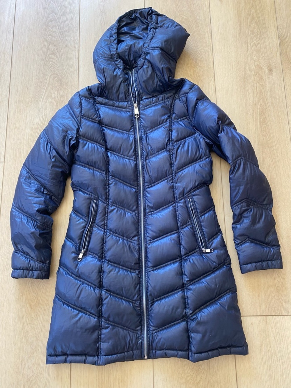 Calvin Klein Packable Women’s Long Hooded Puffer Coat - Navy